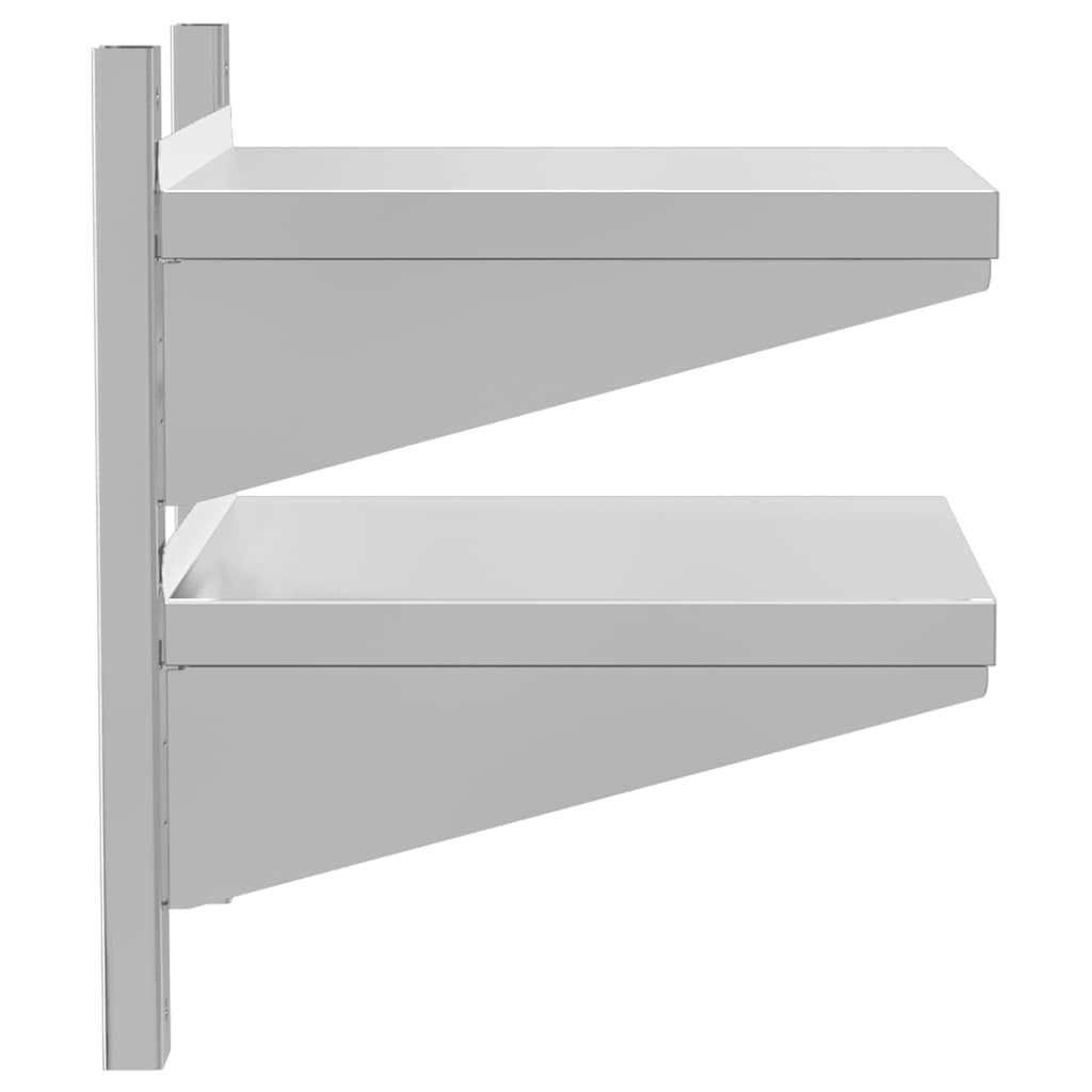 vidaXL Étagère murale à 2 niveaux 50x40x48 cm Argent Acier inoxydable