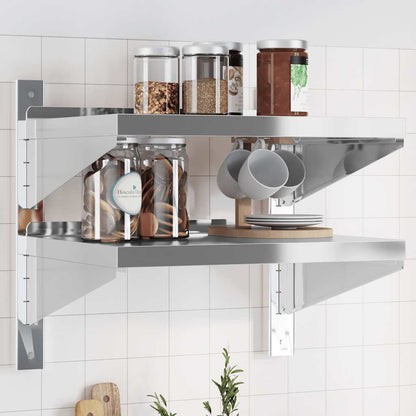 vidaXL Étagère murale à 2 niveaux 50x40x48 cm Argent Acier inoxydable