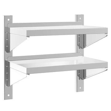 vidaXL Étagère murale à 2 niveaux 50x30x48 cm Argent Acier inoxydable