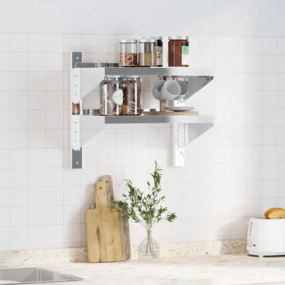 vidaXL Étagère murale à 2 niveaux 50x30x48 cm Argent Acier inoxydable