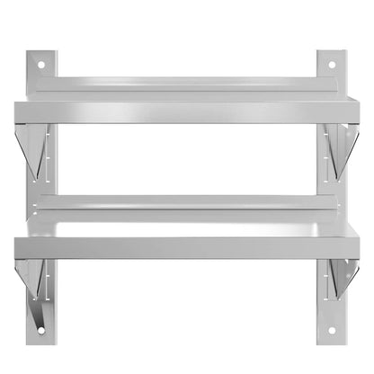 vidaXL Étagère murale à 2 niveaux 50x30x48 cm Argent Acier inoxydable