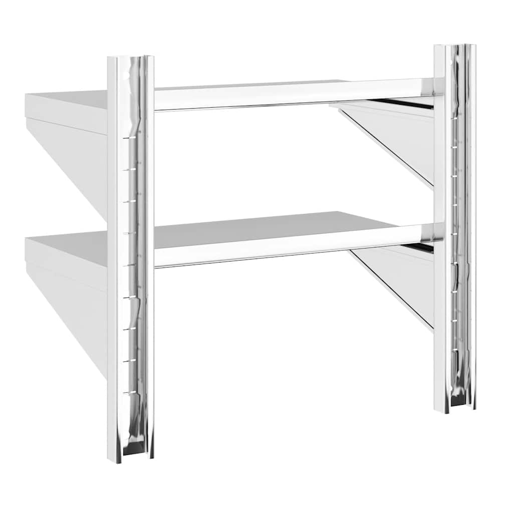 vidaXL Étagère murale à 2 niveaux 50x30x48 cm Argent Acier inoxydable