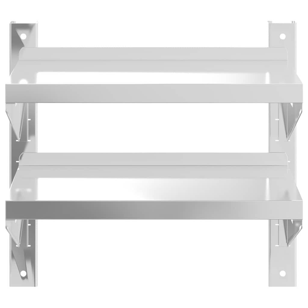 vidaXL Étagère murale à 2 niveaux 50x23,5x48 cm Argent Acier inoxydable