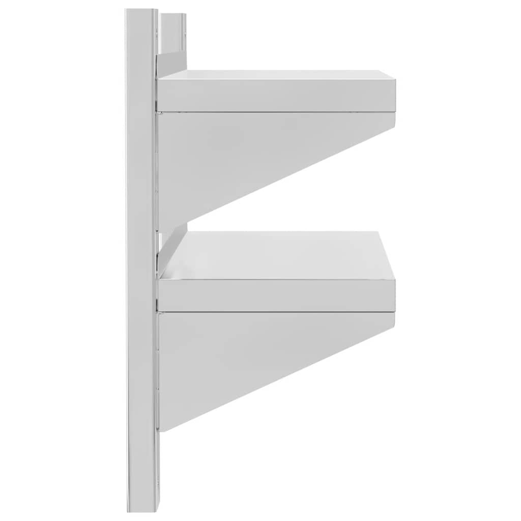 vidaXL Étagère murale à 2 niveaux 50x23,5x48 cm Argent Acier inoxydable