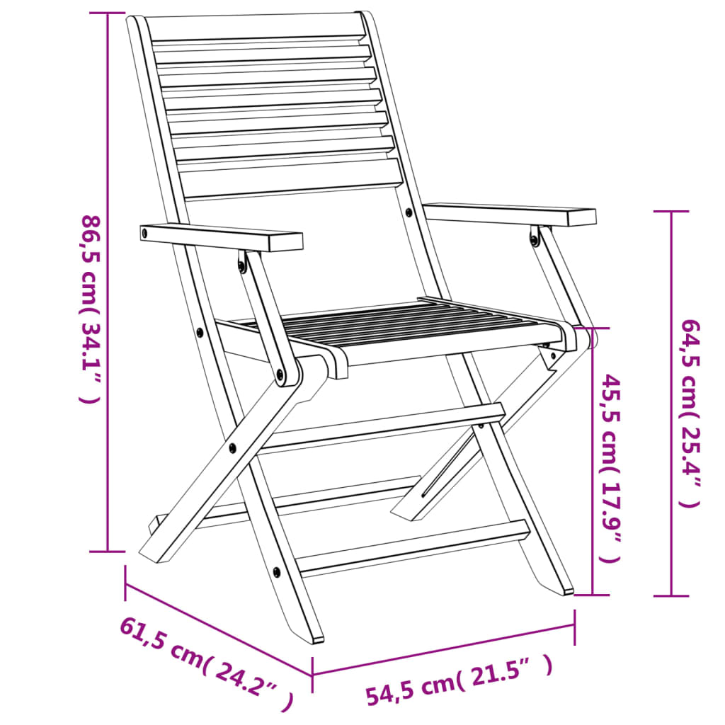 vidaXL Gartenstühle 8 Stk. Klappbar 54,5x61,5x86,5cm Massivholz Akazie