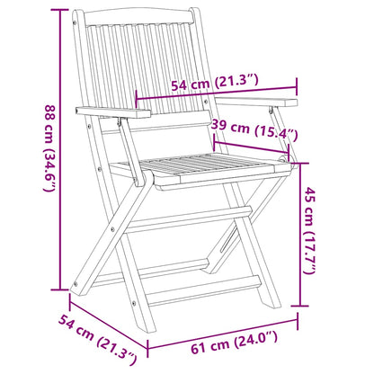 vidaXL Gartenstühle 8 Stk. Klappbar 54x61x88 cm Massivholz Akazie