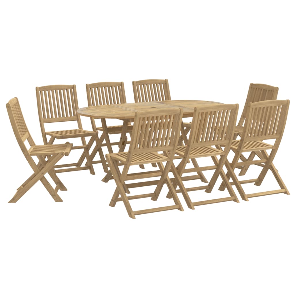 vidaXL Salon de jardin à dîner 9 pcs Bois d'acacia massif