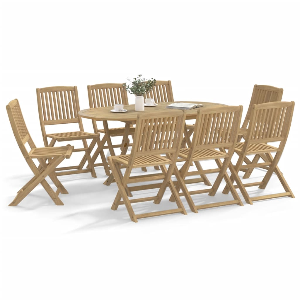 vidaXL Salon de jardin à dîner 9 pcs Bois d'acacia massif