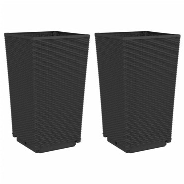 vidaXL Pflanzkübel 2 Stk. Schwarz 32,5x32,5x57 cm PP