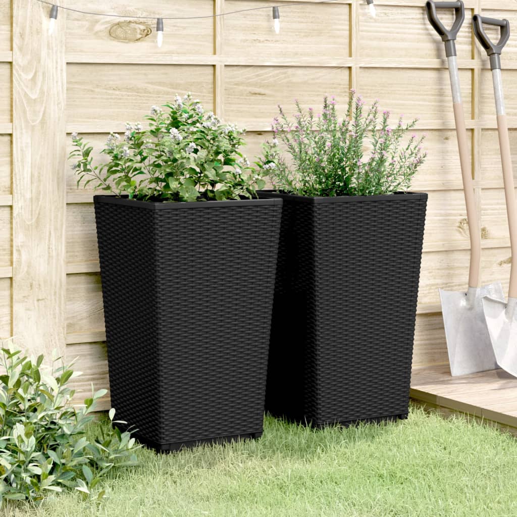 vidaXL Pflanzkübel 2 Stk. Schwarz 32,5x32,5x57 cm PP