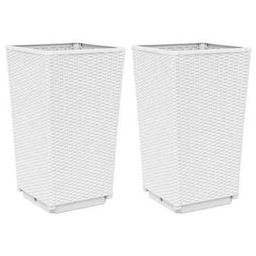 vidaXL Pflanzkübel 2 Stk. Weiß 32,5x32,5x57 cm PP