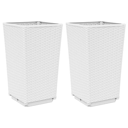 vidaXL Pflanzkübel 2 Stk. Weiß 32,5x32,5x57 cm PP