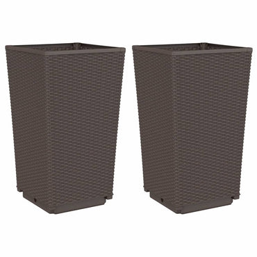 vidaXL Pflanzkübel 2 Stk. Braun 32,5x32,5x57 cm PP