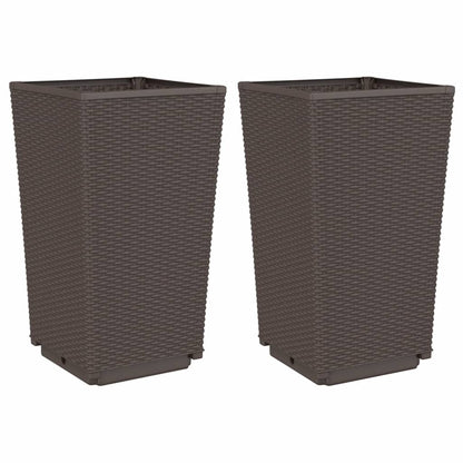 vidaXL Pflanzkübel 2 Stk. Braun 32,5x32,5x57 cm PP