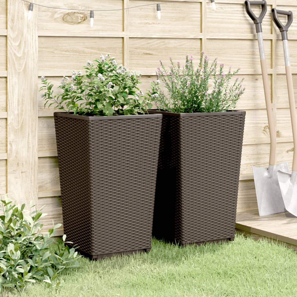 vidaXL Pflanzkübel 2 Stk. Braun 32,5x32,5x57 cm PP