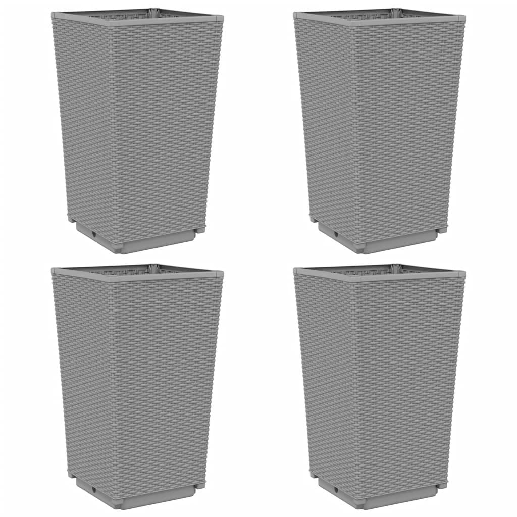 vidaXL Pflanzkübel 4 Stk. Hellgrau 32,5x32,5x57 cm PP