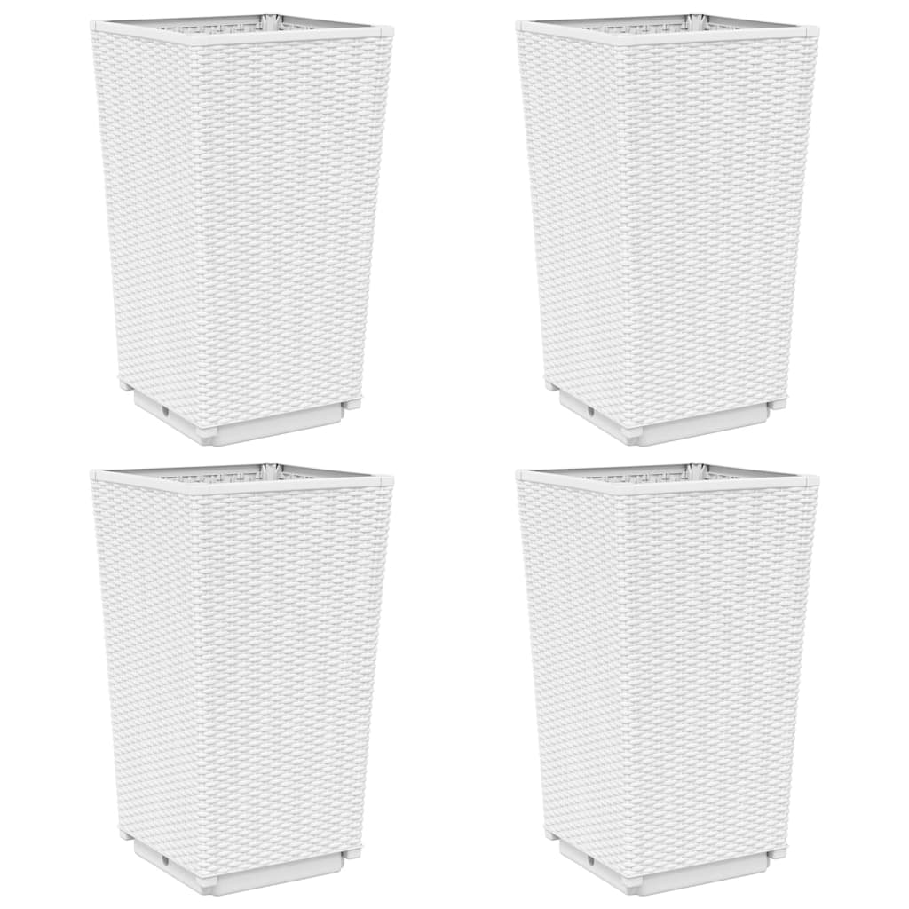 vidaXL Pflanzkübel 4 Stk. Weiß 32,5x32,5x57 cm PP
