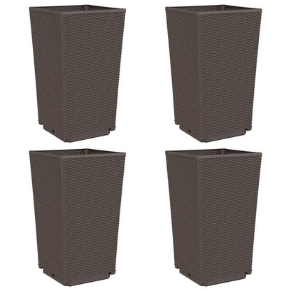vidaXL Pflanzkübel 4 Stk. Braun 32,5x32,5x57 cm PP