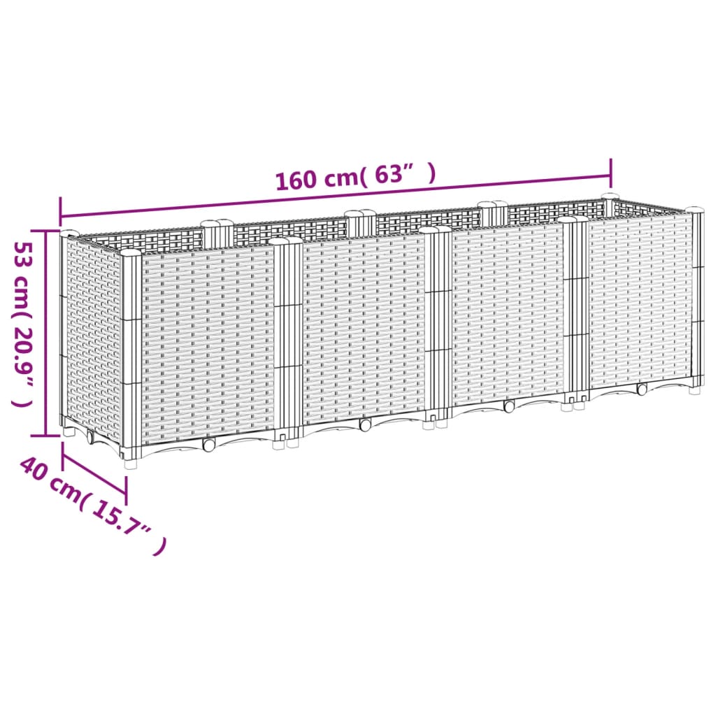 vidaXL Pflanzkübel Braun 160x40x53 cm PP