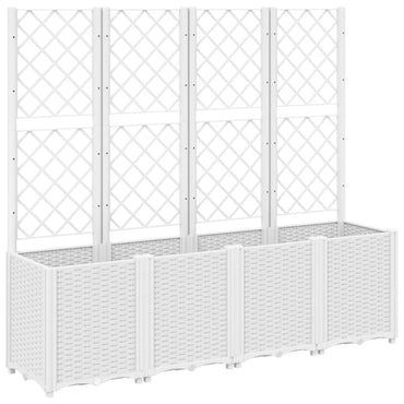 vidaXL Pflanzkübel mit Rankgitter Weiß 160x40x140 cm PP