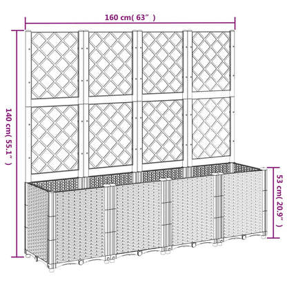 vidaXL Pflanzkübel mit Rankgitter Braun 160x40x140 cm PP