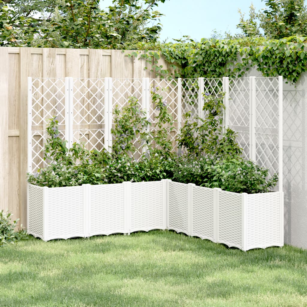 vidaXL Pflanzkübel mit Rankgitter Weiß 160x160x140 cm PP