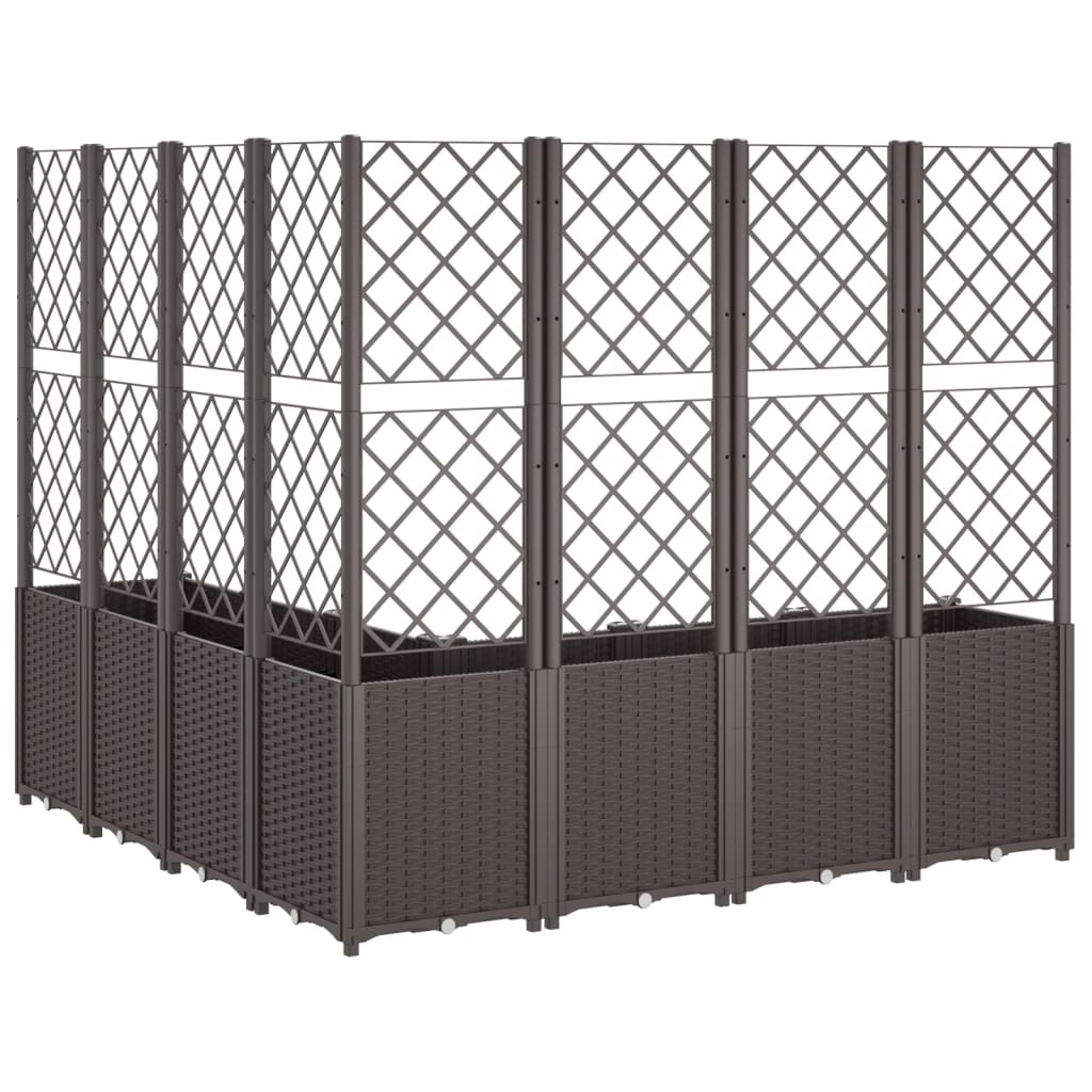 vidaXL Pflanzkübel mit Rankgitter Braun 160x160x140 cm PP