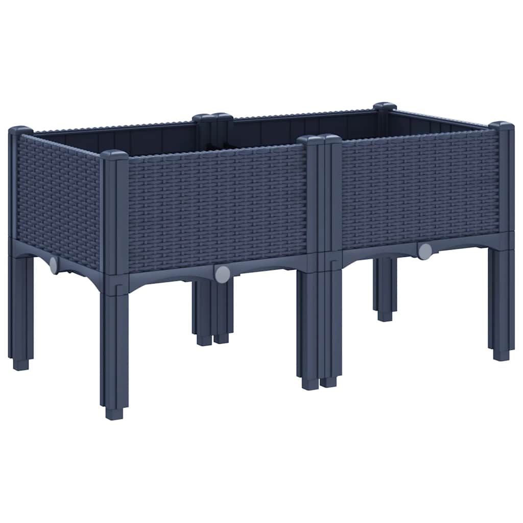 vidaXL Pflanzkasten mit Beinen Blaugrau 80x40x42 cm PP