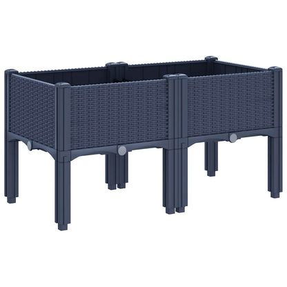 vidaXL Pflanzkasten mit Beinen Blaugrau 80x40x42 cm PP