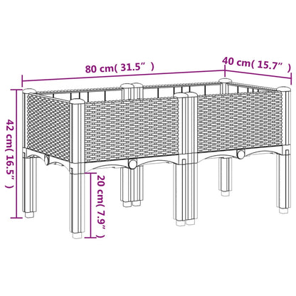 vidaXL Pflanzkasten mit Beinen Hellgrau 80x40x42 cm PP