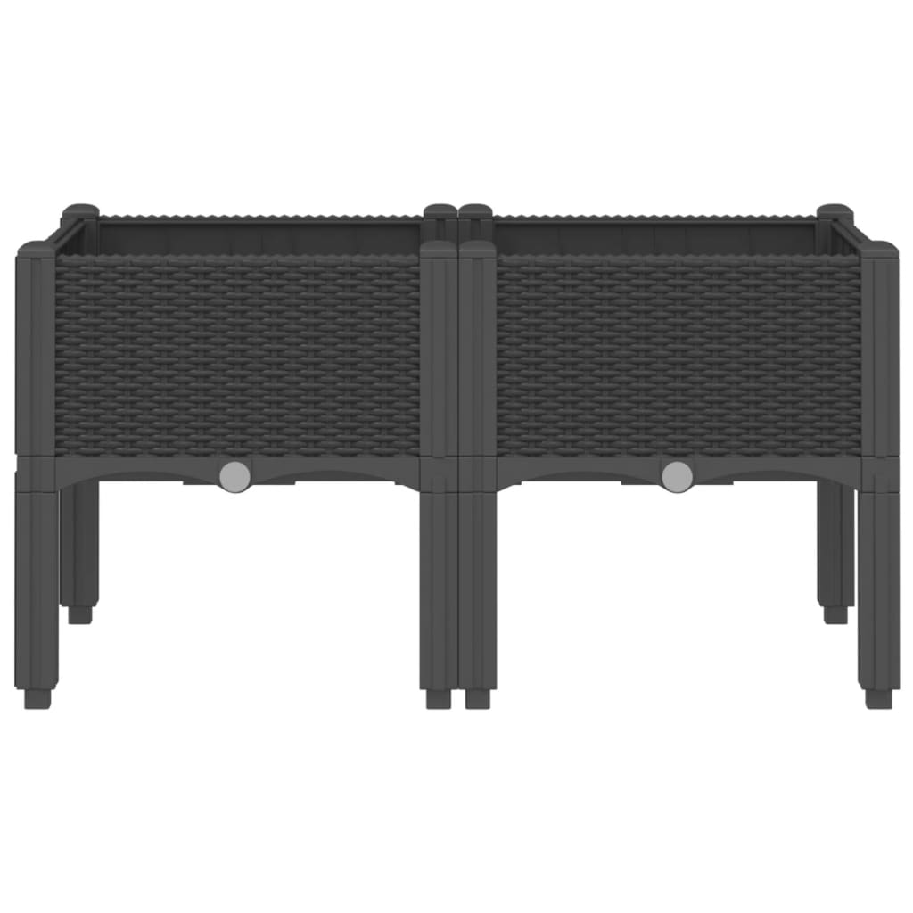 vidaXL Pflanzkasten mit Beinen Schwarz 80x40x42 cm PP