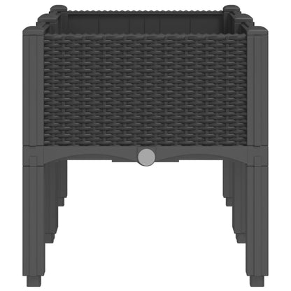 vidaXL Pflanzkasten mit Beinen Schwarz 80x40x42 cm PP