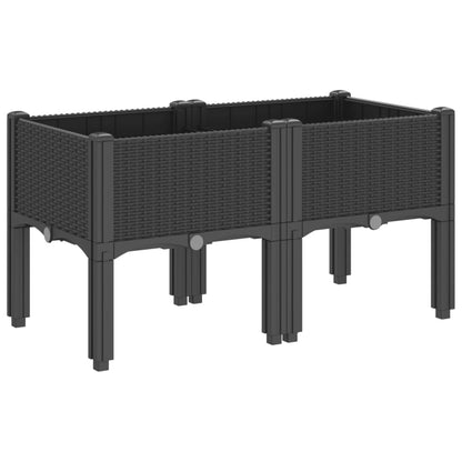 vidaXL Pflanzkasten mit Beinen Schwarz 80x40x42 cm PP