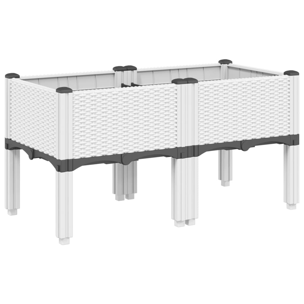 vidaXL Pflanzkasten mit Beinen Weiß 80x40x42 cm PP