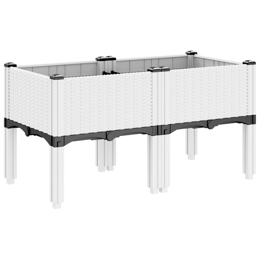 vidaXL Pflanzkasten mit Beinen Weiß 80x40x42 cm PP