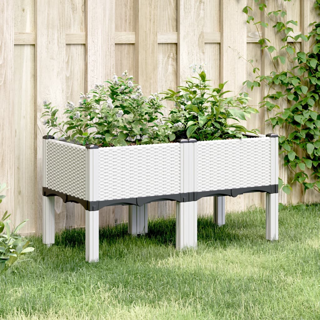 vidaXL Pflanzkasten mit Beinen Weiß 80x40x42 cm PP
