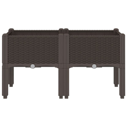 vidaXL Pflanzkasten mit Beinen Braun 80x40x42 cm PP