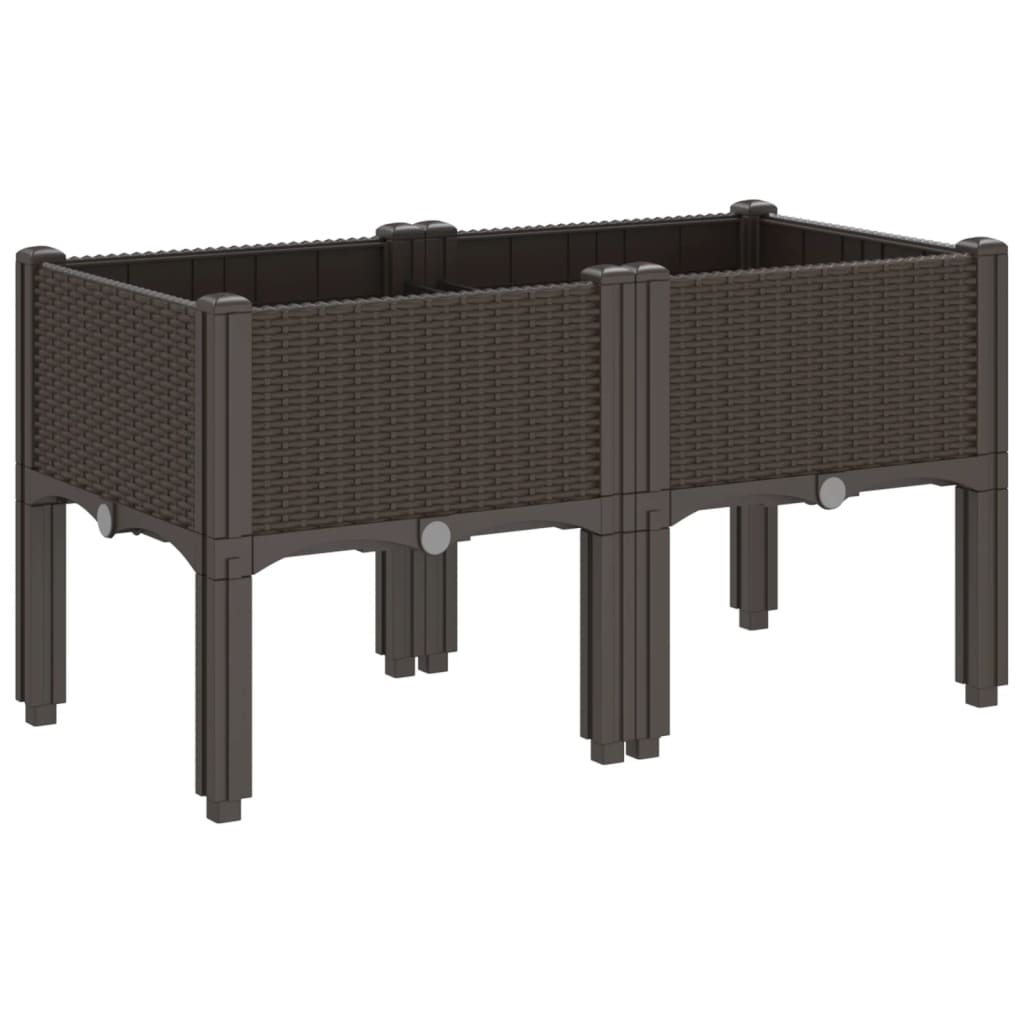 vidaXL Pflanzkasten mit Beinen Braun 80x40x42 cm PP