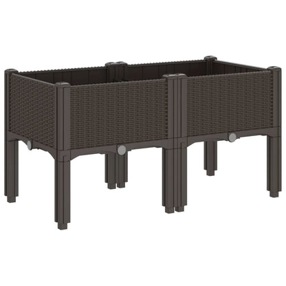 vidaXL Pflanzkasten mit Beinen Braun 80x40x42 cm PP
