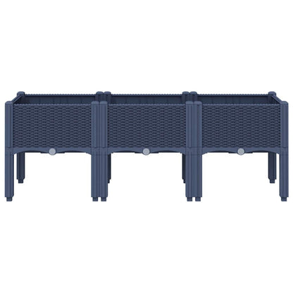 vidaXL Pflanzkasten mit Beinen Blaugrau 120x40x42 cm PP