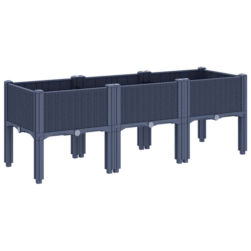 vidaXL Pflanzkasten mit Beinen Blaugrau 120x40x42 cm PP