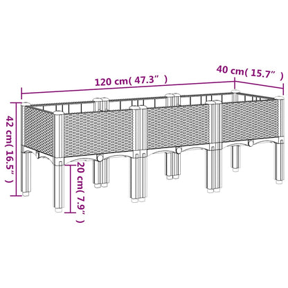 vidaXL Pflanzkasten mit Beinen Blaugrau 120x40x42 cm PP