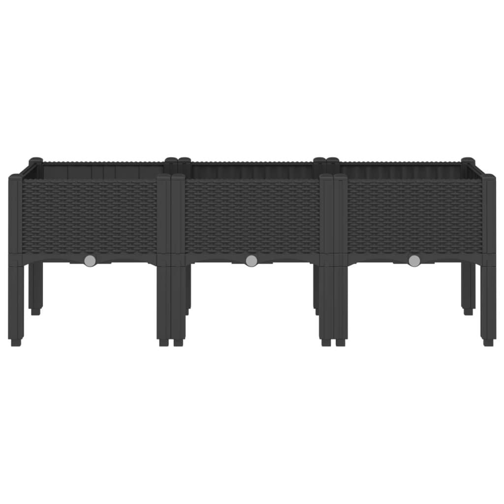 vidaXL Pflanzkasten mit Beinen Schwarz 120x40x42 cm PP