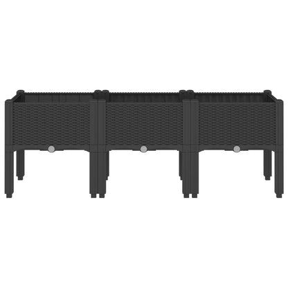vidaXL Pflanzkasten mit Beinen Schwarz 120x40x42 cm PP
