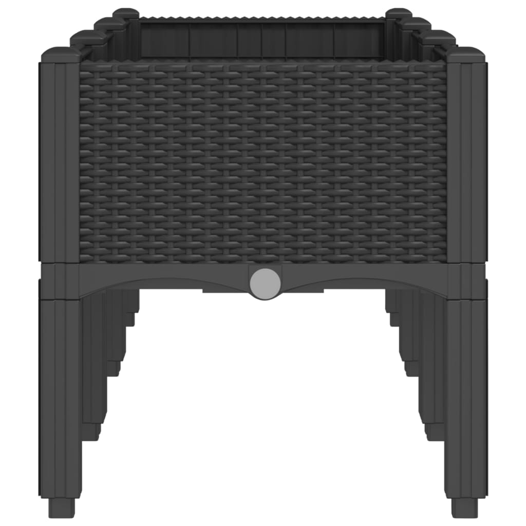 vidaXL Pflanzkasten mit Beinen Schwarz 120x40x42 cm PP