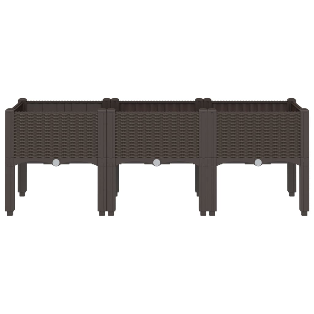 vidaXL Pflanzkasten mit Beinen Braun 120x40x42 cm PP