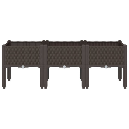 vidaXL Pflanzkasten mit Beinen Braun 120x40x42 cm PP