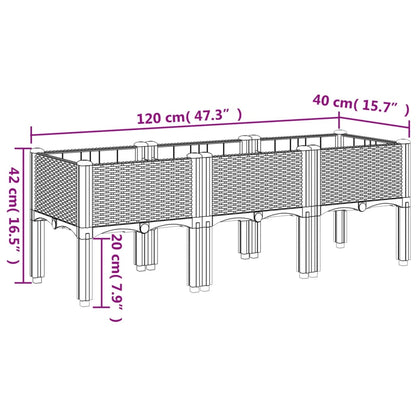 vidaXL Pflanzkasten mit Beinen Braun 120x40x42 cm PP