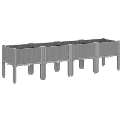 vidaXL Pflanzkasten mit Beinen Hellgrau 160x40x42 cm PP