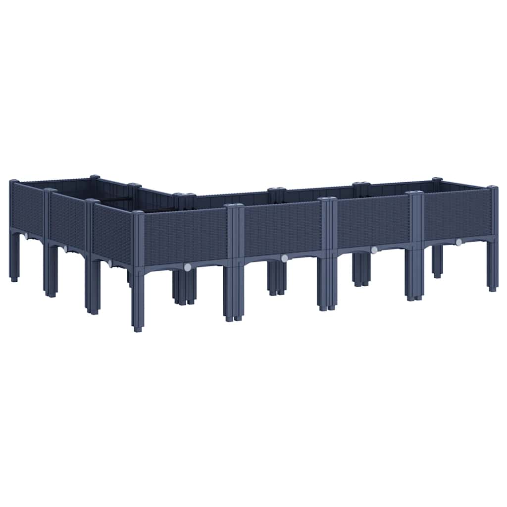 vidaXL Pflanzkasten mit Beinen Blaugrau 160x120x42 cm PP
